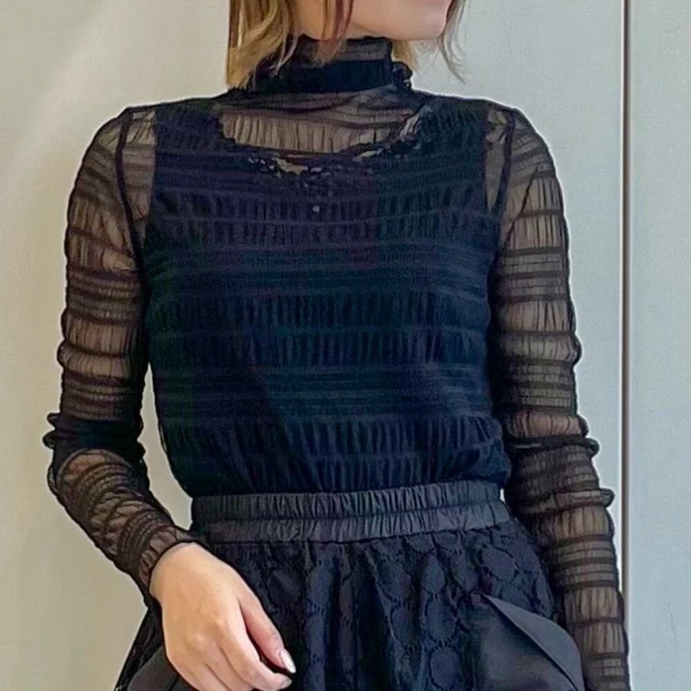 EUC Axes Femme Shirred Tulle Top